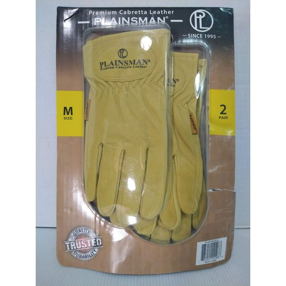 Plainsman Other - Plainsman Premium Cabretta Leather Work Gloves Yellow 2 Pairs Medium